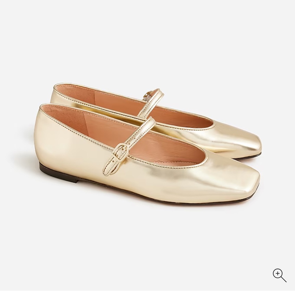 NEW. J. Crew Gold Anya Mary Jane Flats Metallic Gold - SOLD OUT Whimsical Girlie